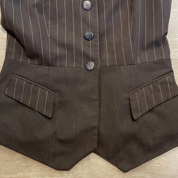 Miss Me Vintage Trending Longline Vest sz M (runs small) Brown Pinstripe - Picture 4 of 15